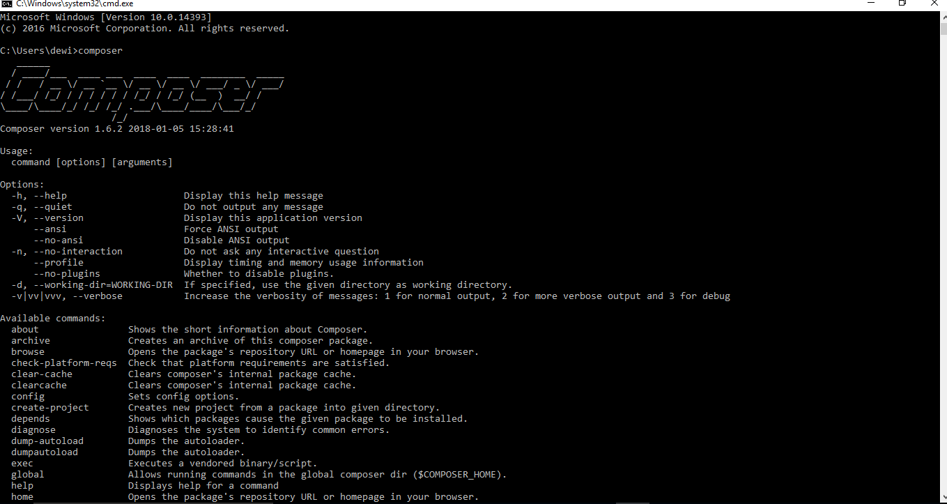 Enable output. Composer php package Manager.